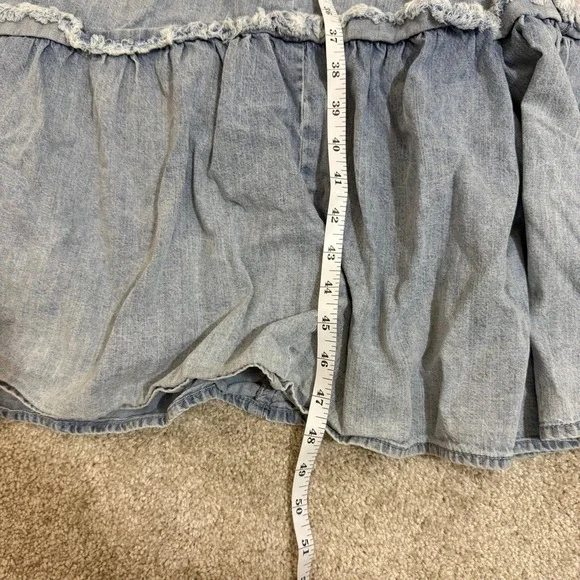 Free People One and Only Light Wash Denim Smocked Boho Midi Dress Large Cotton - Picture 7 of 10